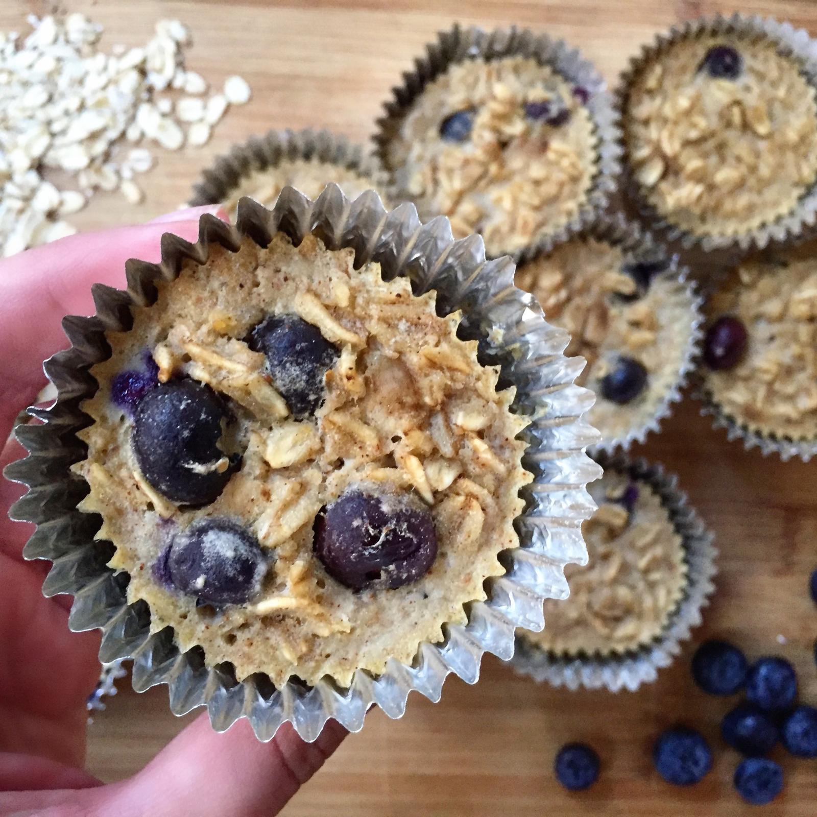 Banana Blueberry Baked Oatmeal Cups.