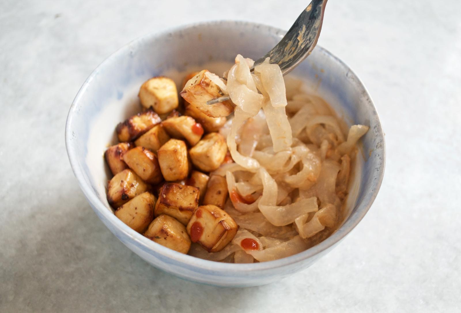 Easy Air-Fried Tofu & Peanut Shirataki Noodles For One