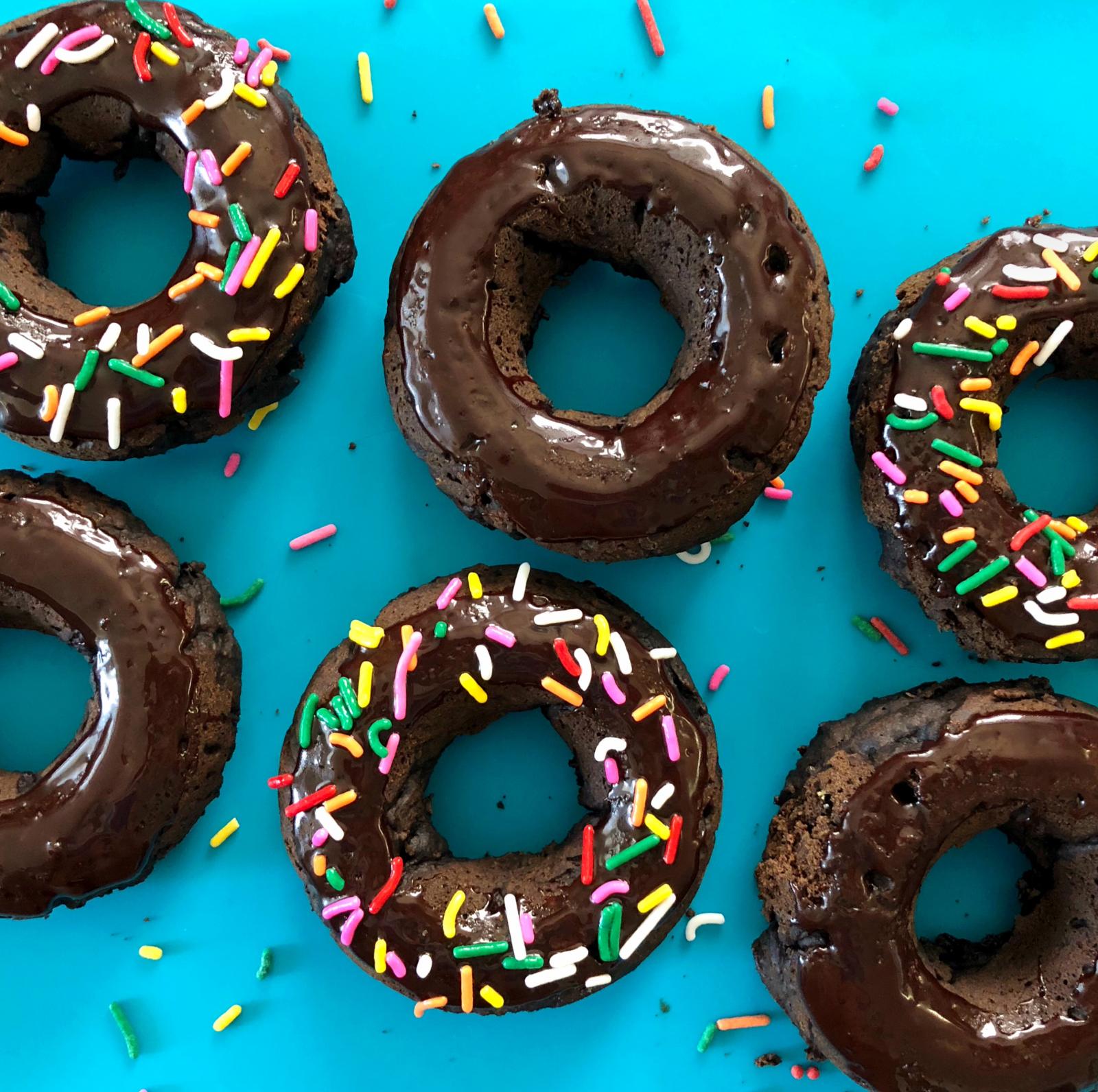 Cocoa & Nut Butter Donuts with Chocolate Passionfruit Glaze