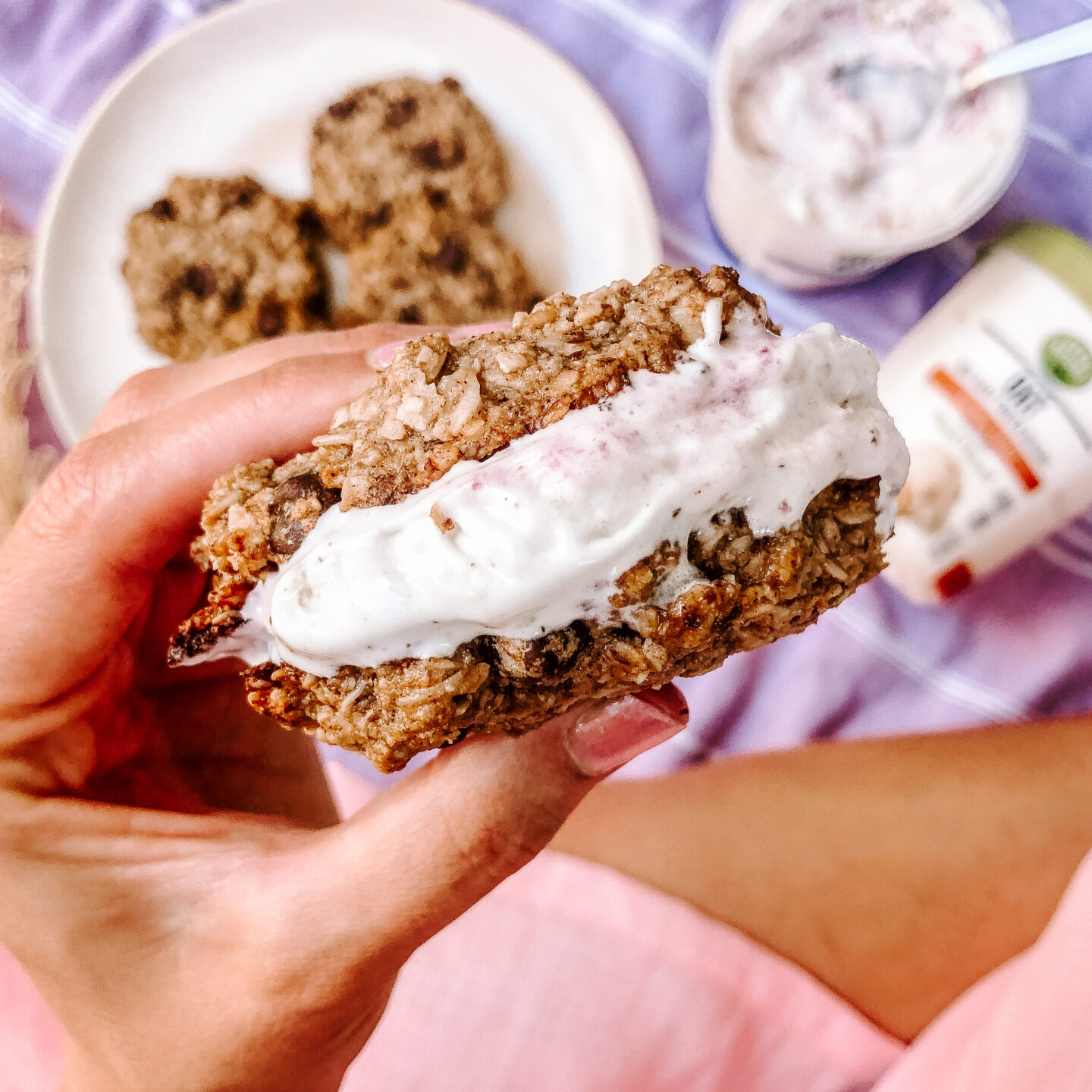 Plant-Based Oatmeal Cookie Ice Cream Sandwiches